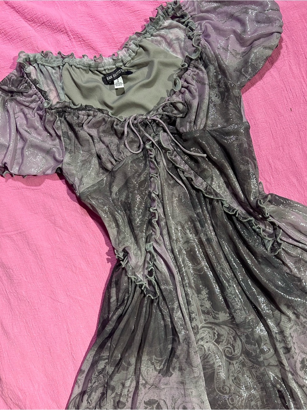 Ruffled Metallic Mini Dress